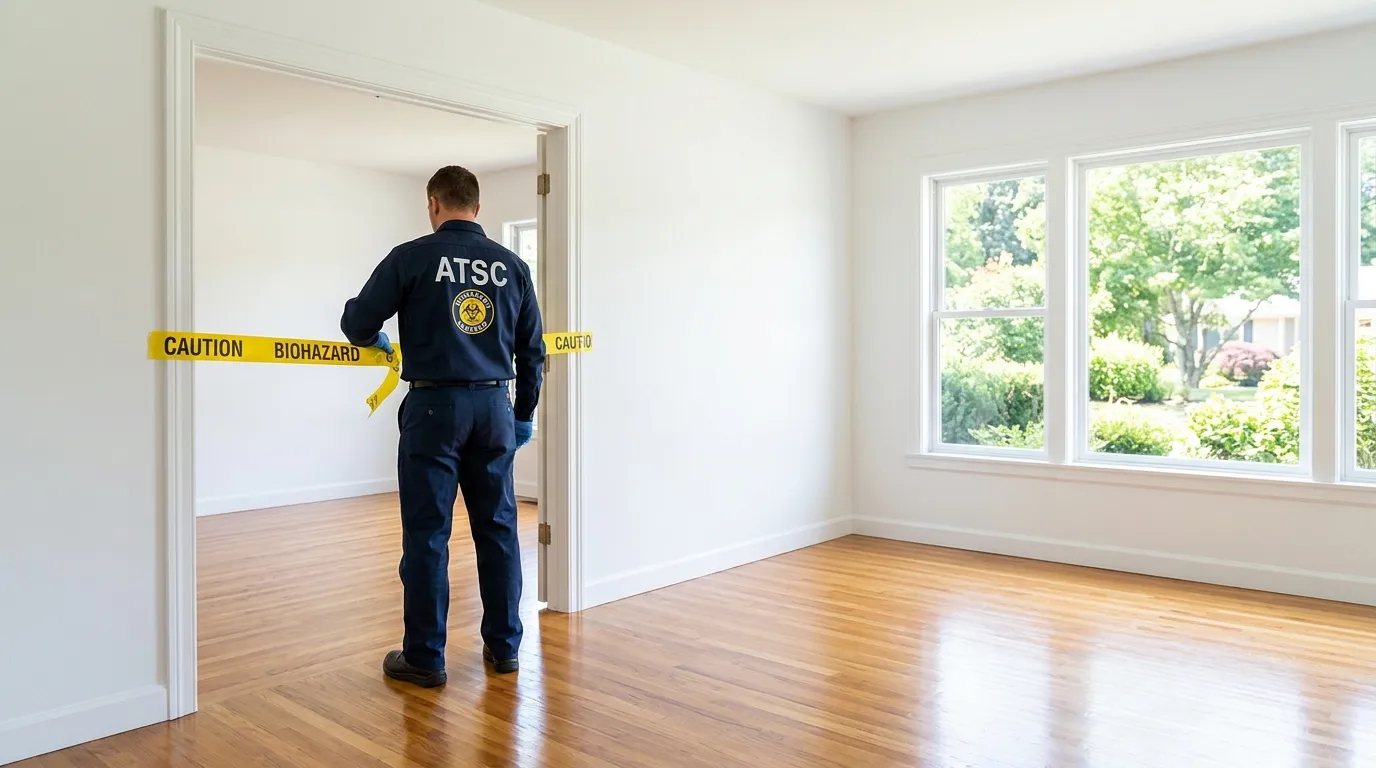 Certified biohazard cleanup crew performing Trauma Scene Cleanup in Shelton